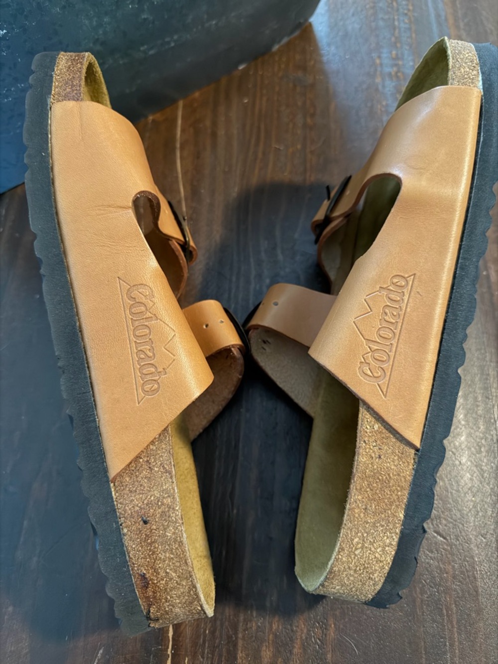 NAOT Colorado Tan Double-Strap Buckle Slide Sandals - Size 9M Made in Spain - Picture 2 of 6